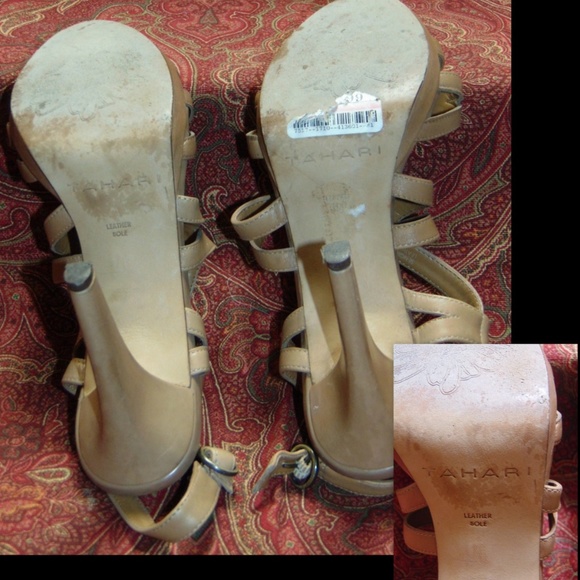 TAHARI beige sandals 6/6.5 w/3 3/4" heel 💥🕚 - Picture 6 of 7